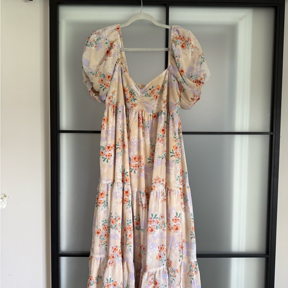 Floral Puff Sleeve Maxi Dress